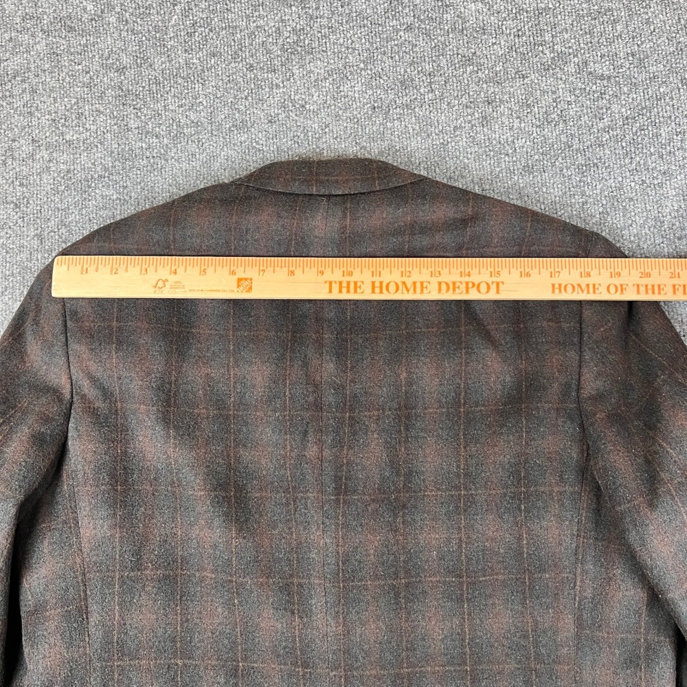 Vintage 50s Pennys Blazer Mens 42R Brown Shadow Plaid 3 Button Union Made in USA - Picture 13 of 14
